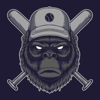 gorilla head stick baseball vektorillustration vektor