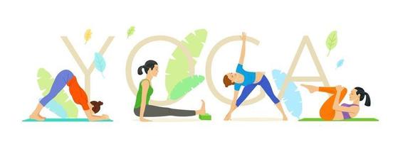 schlanke athletische junge Frau beim Yoga und Fitness vektor