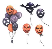 Set gruselige Luftballons für Halloween. Aquarellillustration. vektor