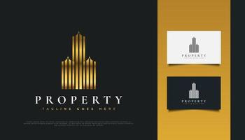 Luxus-Gold-Immobilien-Logo-Design vektor