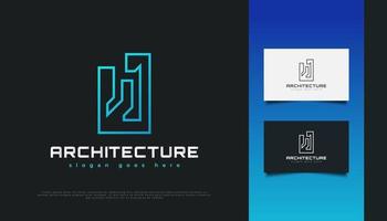 abstraktes und futuristisches Immobilien-Logo-Design mit Linienstil vektor