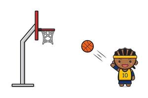 Junge spielt Basketball-Cartoon-Symbol-Vektor-illustration vektor