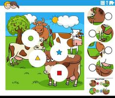 Spiel Stücke Spiel mit Karikatur Kühe Bauernhof Tiere vektor