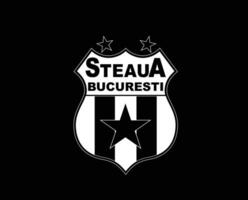 steaua bucarest klubb logotyp symbol vit rumänien liga fotboll abstrakt design vektor illustration med svart bakgrund