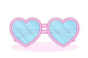 söt retro glasögon. rosa solglasögon med hjärtformade ram. nostalgi estetisk. vektor