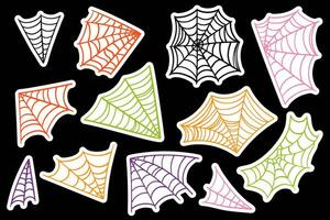 Spinnennetz Sammlung. Spinne Netz Aufkleber. gruselig Halloween Dekoration. vektor