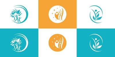 einstellen Chiropraktik Symbol Logo einzigartig Konzept Prämie Vektor