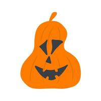 halloween pumpa ikon. halloween skrämmande pumpa med leende, Lycklig ansikte. orange squash silhuett isolerat på vit bakgrund. tecknad serie färgrik illustration. vektor. höst symbol. platt design. vektor