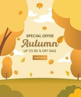 Herbst Verkauf Hintergrund mit Blatt Dekorationen zum Einkaufen Rabatte, Werbung Poster, und Flugblatt Frames - - Vektor Illustration Vorlage.