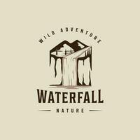 vattenfall logotyp vektor årgång illustration mall ikon grafisk design. utforska de natur tecken eller symbol för resa eller design skriva ut för skjorta med retro typografi stil begrepp