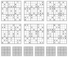 Sudoku Spiel einstellen mit Antworten einfach Schwierigkeit. vektor