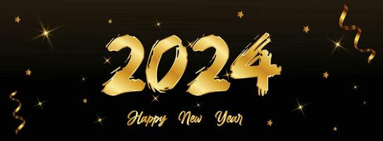 2024 glücklich Neu Jahr mit golden Textur Zahlen vektor
