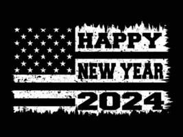 Lycklig ny år 2024 design amerikansk, Amerika flagga Lycklig ny år 2024. vektor