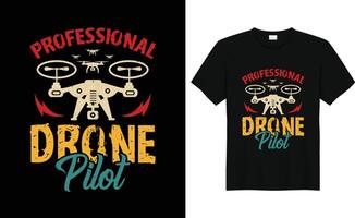 Drohne Pilot komisch retro Jahrgang Drohne T-Shirt Design vektor