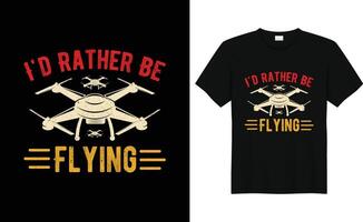 Drönare pilot rolig retro årgång Drönare t-shirt design vektor