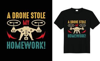 Drönare pilot rolig retro årgång Drönare t-shirt design vektor