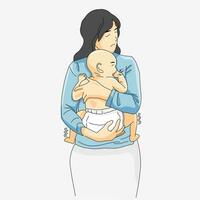 mor kram gråt bebis hud irritation vektor