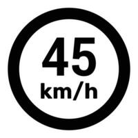 Geschwindigkeit Grenze Zeichen 45 km h Symbol Vektor Illustration