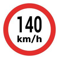 hastighet begränsa tecken 140 km h ikon vektor illustration