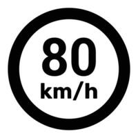 hastighet begränsa tecken 80 km h ikon vektor illustration