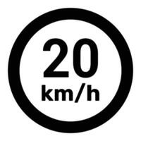 Geschwindigkeit Grenze Zeichen 20 km h Symbol Vektor Illustration
