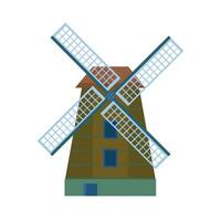 Vektor hölzern Windmühle Symbol traditionell Bauernhof Gebäude zum Mahlen Weizen Körner zu Mehl