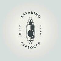 Kajak fahren oder Kanusport Rafting Logo Design, Abenteuer Kanu Symbol Vektor Illustration Design