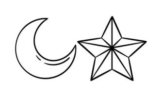 hand ritning måne och stjärnor vektor