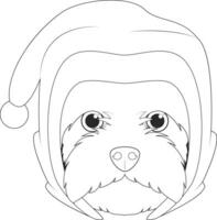 Weihnachten Gruß Karte zum Färbung. Westen Hochland Weiß Terrier Hund mit Santa's Hut vektor