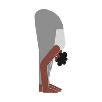 Vektor isoliert Illustration mit eben weiblich Körper positiv Charakter. sportlich afrikanisch amerikanisch Frau lernt Haltung Uttanasana beim Yoga Klasse. Fitness Übung - - Stehen nach vorne Kurve