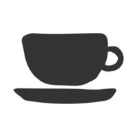 Vektor isoliert dunkel grau Konzept von handgemacht Keramik Tasse zum Tee oder andere Getränke. Hand gezeichnet Kunst Steingut gemacht im Keramik Rad. Symbol von Cafe oder Kaffee Haus. Weiß Hintergrund