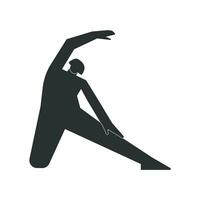 Vektor isoliert Illustration mit eben schwarz Silhouette von weiblich Charakter. sportlich Frau lernt Yoga Haltung parighasana. Fitness Übung - - Tor Pose. minimalistisch Design