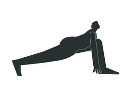 vektor isolerat illustration med platt svart silhuett av kvinna person håller på med finess. atletisk kvinna lär yoga hållning - hög utfall. sportigt övning för stretching