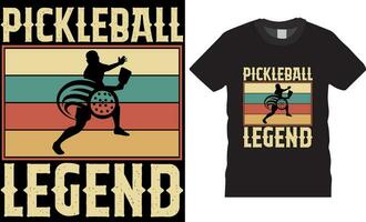 pickleball legend, ättikslag boll t-shirt design vektor skriva ut mall