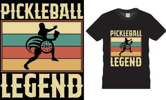 Pickleball Legende, Essiggurke Ball T-Shirt Design Vektor drucken Vorlage