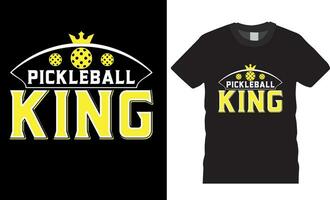 pickleball kung, ättikslag boll t-shirt design vektor skriva ut mall