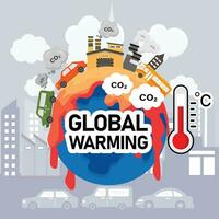 global Erwärmen von Luft Verschmutzung erhöhen, ansteigen Temperatur Erde. Klima Veränderung global Erwärmen Konzept Vektor Illustration. .