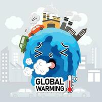 global uppvärmningen från luft förorening öka temperatur jorden. klimat förändra global uppvärmningen begrepp vektor illustration. .