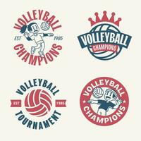 uppsättning av volleyboll logotyp bricka samling årgång retro vektor