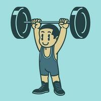 glücklich Athlet Gewichtheber Karikatur Illustration isoliert vektor
