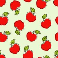 sömlös röd äpple mönster design, hand dragen äpple mönster mall vektor