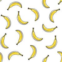 sömlös gul banan mönster i hand dragen stil vektor