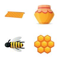 Honig Symbole einstellen Karikatur Vektor. Bienenzucht vektor