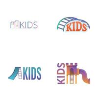 barn parkera ikoner uppsättning tecknad serie vektor. reklam för ny lekplats vektor