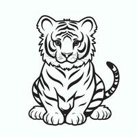svart och vit tiger ritningar på en vit bakgrund vektor