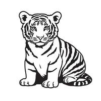 schwarz und Weiß Tiger Zeichnungen auf ein Weiß Hintergrund vektor