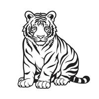 schwarz und Weiß Tiger Zeichnungen auf ein Weiß Hintergrund vektor