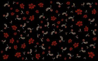 rot Blumen auf ein schwarz Hintergrund mit bontisch Blätter vektor