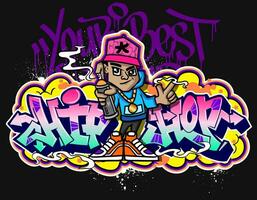 Graffiti Karikatur Abbildungen im beschwingt Farben. Straße Kunst HipHop Graffiti Charakter Design im Vektor Illustrationen.