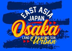 osaka japan öst Asien urban stil typsnitt årgång högskola, typografi, för t-shirt, affischer, etiketter, etc. vektor